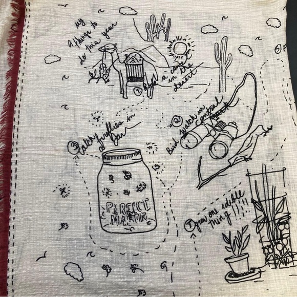 Madewell Exclusive Cream and Red Patterned Shawl - Picture 4 of 8